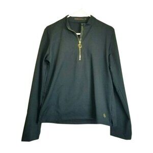 Ambernoon Womens Long Sleeve Zip-Up Top Size L Black Sun Protection Summer Beach